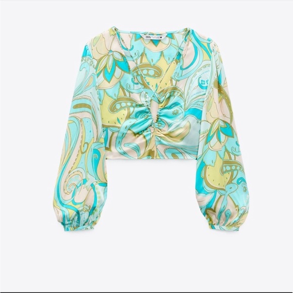 NEW Zara Retro 70’s Vibe Holly Long Sleeve Resortwear Top XS - Picture 3 of 5